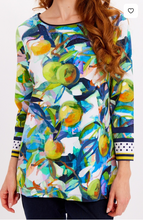 Load image into Gallery viewer, DOLCEZZA&lt;BR&gt;
Casual Patterned Jersey Top&lt;BR&gt;
Blue/ Green Print&lt;BR&gt;
