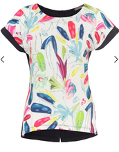 Load image into Gallery viewer, DOLCEZZA&lt;BR&gt;
Brush Stroke Button Tape Back Jersey Top&lt;BR&gt;
Multi&lt;BR&gt;

