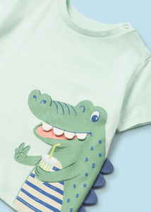 MAYORAL<BR>
Short Sleeved Alligator T-Shirt<BR>
Aqua<BR>