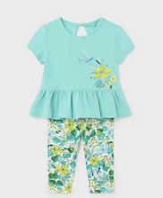 Load image into Gallery viewer, MAYORAL&lt;BR&gt;
2 Piece Top Leggings&lt;BR&gt;
Aqua Floral&lt;BR&gt;
