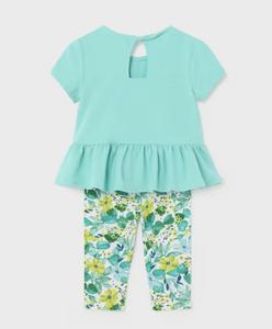 MAYORAL<BR>
2 Piece Top Leggings<BR>
Aqua Floral<BR>