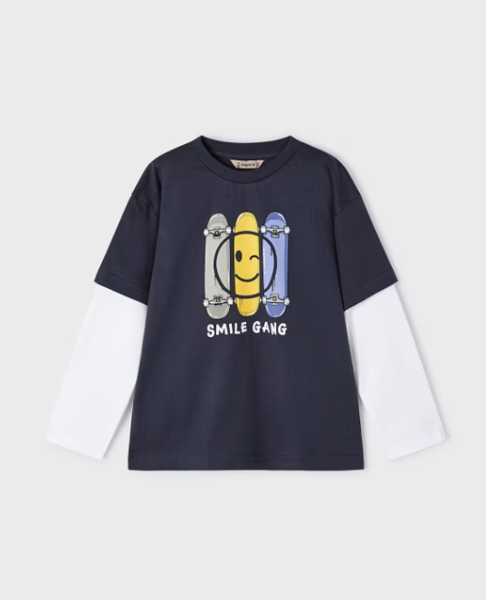 MAYORAL<BR>
Layered T-Shirt<BR>
Navy<BR>