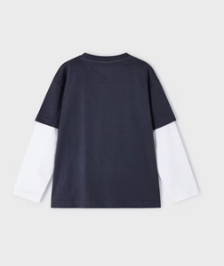 MAYORAL<BR>
Layered T-Shirt<BR>
Navy<BR>