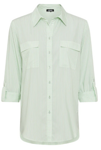 OLSEN<BR>
Long Sleeve Stripe Shirt<BR>
Mint<BR>