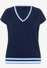 Load image into Gallery viewer, MORE AND MORE&lt;BR&gt;
Knitted Cuffs Top&lt;BR&gt;
Navy Blue&lt;BR&gt;
