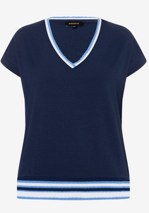 MORE AND MORE<BR>
Knitted Cuffs Top<BR>
Navy Blue<BR>
