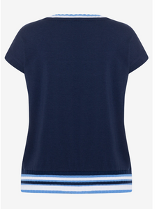 MORE AND MORE<BR>
Knitted Cuffs Top<BR>
Navy Blue<BR>