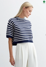 Load image into Gallery viewer, MORE AND MORE&lt;BR&gt;
Striped Knit Sweater&lt;BR&gt;
Navy/White&lt;BR&gt;
