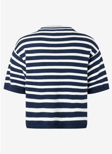 MORE AND MORE<BR>
Striped Knit Sweater<BR>
Navy/White<BR>