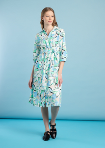 MORE AND MORE<BR>
Poplin Dress<BR>
Green/Blue<BR>