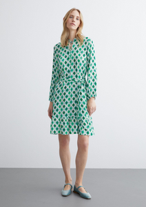 MORE AND MORE<BR>
Satin Print Dress<BR>
Green<BR>