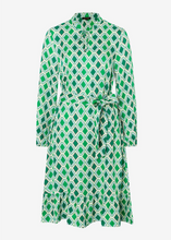 Load image into Gallery viewer, MORE AND MORE&lt;BR&gt;
Satin Print Dress&lt;BR&gt;
Green&lt;BR&gt;
