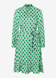 MORE AND MORE<BR>
Satin Print Dress<BR>
Green<BR>