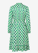Load image into Gallery viewer, MORE AND MORE&lt;BR&gt;
Satin Print Dress&lt;BR&gt;
Green&lt;BR&gt;
