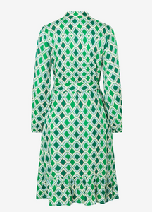 MORE AND MORE<BR>
Satin Print Dress<BR>
Green<BR>
