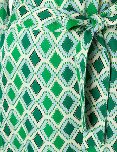 MORE AND MORE<BR>
Satin Print Dress<BR>
Green<BR>