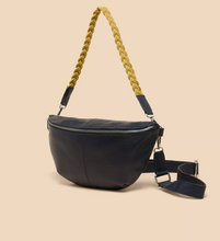 Load image into Gallery viewer, WHITE STUFF&lt;BR&gt;
Sebby Leather Bag Natural&lt;BR&gt;
Navy/Green
