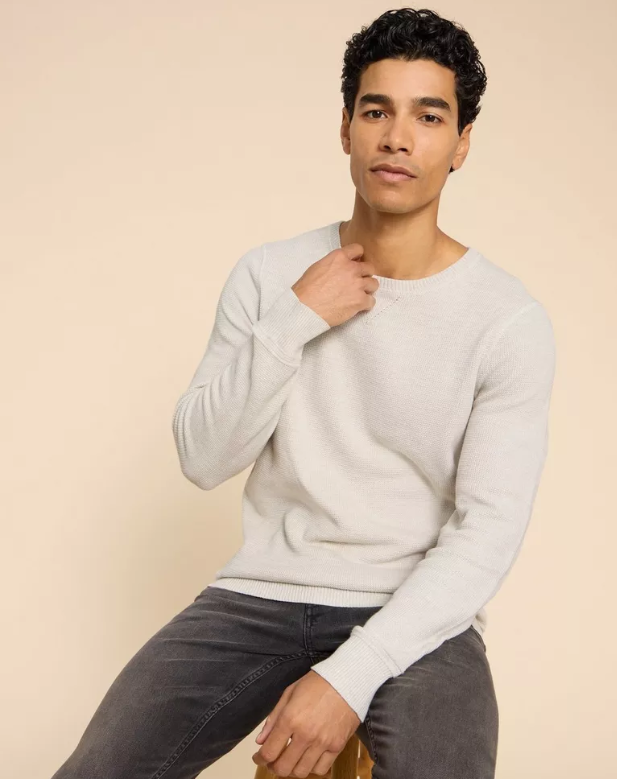 WHITE STUFF<BR>
Attadale Crew Neck Knit<BR>
Grey, Light Blue<BR>