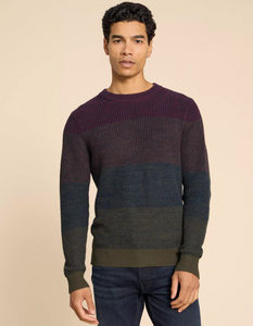 WHITE STUFF<BR>
Colourblock Jumper<BR>
Plum<BR>