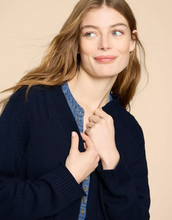 Load image into Gallery viewer, WHITE STUFF&lt;BR&gt;
Tula Cardigan&lt;BR&gt;
Navy/Green&lt;BR&gt;
