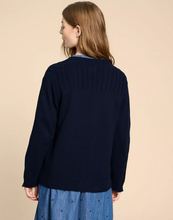 Load image into Gallery viewer, WHITE STUFF&lt;BR&gt;
Tula Cardigan&lt;BR&gt;
Navy/Green&lt;BR&gt;
