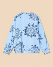 Load image into Gallery viewer, WHITE STUFF&lt;BR&gt;
Fia Frill Neck Blouse&lt;BR&gt;
Blue&lt;BR&gt;
