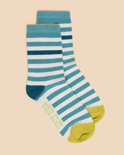 Load image into Gallery viewer, WHITE STUFF&lt;BR&gt;
Strip Sock&lt;BR&gt;
Blue&lt;BR&gt;
