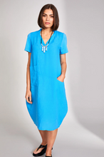 Load image into Gallery viewer, PERUZZI&lt;BR&gt;
Asymmetric Pocket Dress&lt;BR&gt;
Blue&lt;BR&gt;

