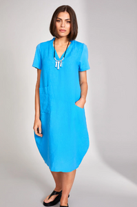 PERUZZI<BR>
Asymmetric Pocket Dress<BR>
Blue<BR>