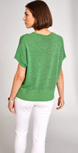 Load image into Gallery viewer, PERUZZI&lt;BR&gt;
Metallic V Neck Knit Top&lt;BR&gt;
Green&lt;BR&gt;
