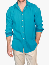 Load image into Gallery viewer, KOY CLOTHING&lt;BR&gt;
Maji Kikoy Kabisa Long Sleeve Shirt&lt;BR&gt;
Turquoise&lt;BR&gt;
