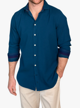 Load image into Gallery viewer, KOY CLOTHING&lt;BR&gt;
Ziwa Kikoy Kabisa Long Sleeve Shirt&lt;BR&gt;
Dark Blue&lt;BR&gt;
