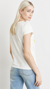 TAIFUN<BR>
Decorative Front Print T-Shirt<BR>
White<BR>
