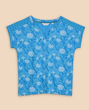 Load image into Gallery viewer, WHITE STUFF&lt;BR&gt;
Notch Neck Nelly Cotton Tee&lt;BR&gt;
Blue&lt;BR&gt;
