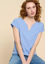 Load image into Gallery viewer, WHITE STUFF&lt;BR&gt;
Notch Neck Nelly Cotton Tee&lt;BR&gt;
Blue&lt;BR&gt;
