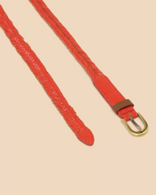 Load image into Gallery viewer, WHITE STUFF&lt;BR&gt;
Plaited Leather Belt 11.99&lt;BR&gt;
Orange&lt;BR&gt;
