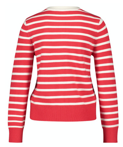 GERRY WEBER<BR>
Striped Knit Cardigan<BR>
Red<BR>