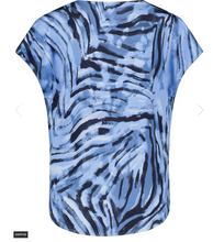 Load image into Gallery viewer, GERRY WEBER&lt;BR&gt;
Patterned Short Sleeve Shirt with Material Patch&lt;BR&gt;
Blue/White&lt;BR&gt;

