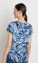 Load image into Gallery viewer, GERRY WEBER&lt;BR&gt;
Patterned Short Sleeve Shirt with Material Patch&lt;BR&gt;
Blue/White&lt;BR&gt;
