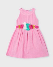 Load image into Gallery viewer, MAYORAL&lt;BR&gt;
Girls Pink Cotton Flower Belt Dress&lt;BR&gt;
15/Pink&lt;BR&gt;
