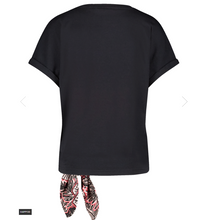 Load image into Gallery viewer, GERRY WEBER&lt;BR&gt;
Short Sleeve Top with a Knotted Detail and Front Print&lt;BR&gt;
Black&lt;BR&gt;
