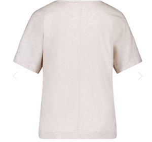 GERRY WEBER<BR>
Short Sleeved Shirt with Material Patch and Cuffs<BR>
Ecru<BR>
