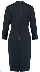 GERRY WEBER<BR>
Elegant Dress with Draped Neck<BR>
Navy<BR>