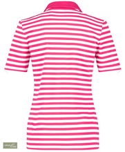 Load image into Gallery viewer, GERRY WEBER&lt;BR&gt;
Striped Polo Shirt&lt;BR&gt;
Coral/White&lt;BR&gt;
