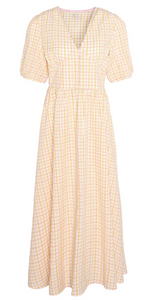 BARBOUR<BR>
Belmont Gingham Maxi Dress<BR>
Pink/Yellow Check<BR>