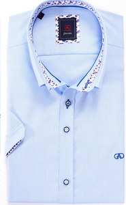 MEYER<BR>
Baggot Short Sleeve Shirt<BR>
Blue/White<BR>