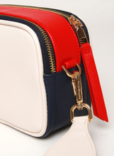 Load image into Gallery viewer, ALICE WHEELER&lt;BR&gt;
Pimlico Honeycomb Tricolour Crossbody Bag&lt;BR&gt;
Cream/Navy/Red&lt;BR&gt;
