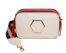 Load image into Gallery viewer, ALICE WHEELER&lt;BR&gt;
Pimlico Honeycomb Tricolour Crossbody Bag&lt;BR&gt;
Cream/Navy/Red&lt;BR&gt;
