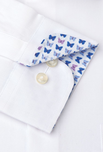 BROOK TAVERNER<BR>
Regular and Tailored Fit White Herringbone Cotton Stretch Shirt<BR>
White<BR>