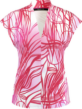 Load image into Gallery viewer, TAIFUN&lt;BR&gt;
Print Top with V Neckline&lt;BR&gt;
Red&lt;BR&gt;
